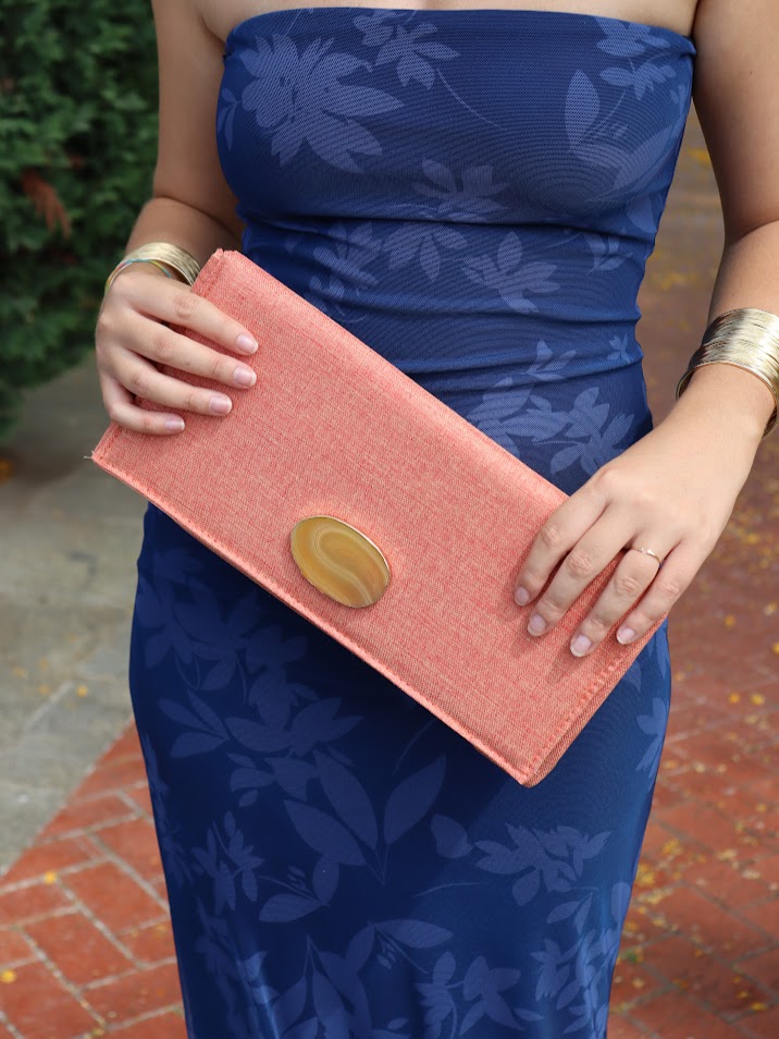 Cartera lino piedra mandarina