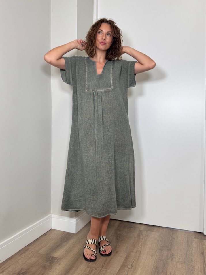 Vestido lino verde