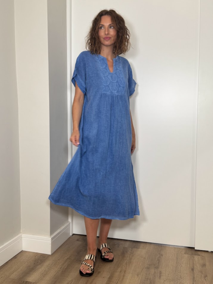 Vestido lino azul