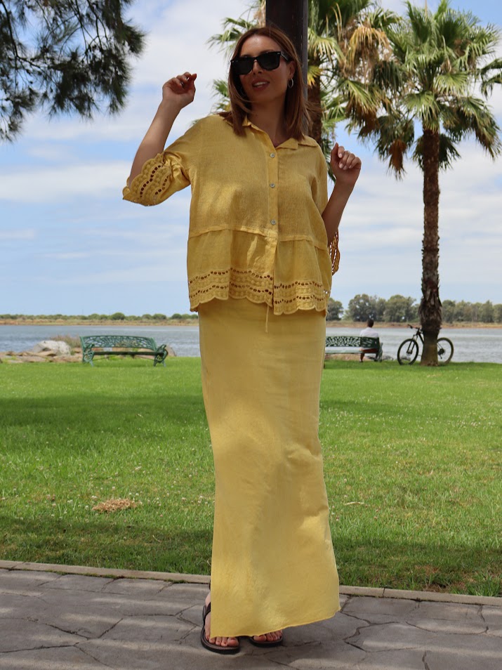 Falda algodón amarilla