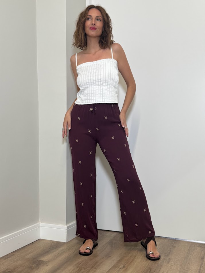 Pantalón bambula berenjena