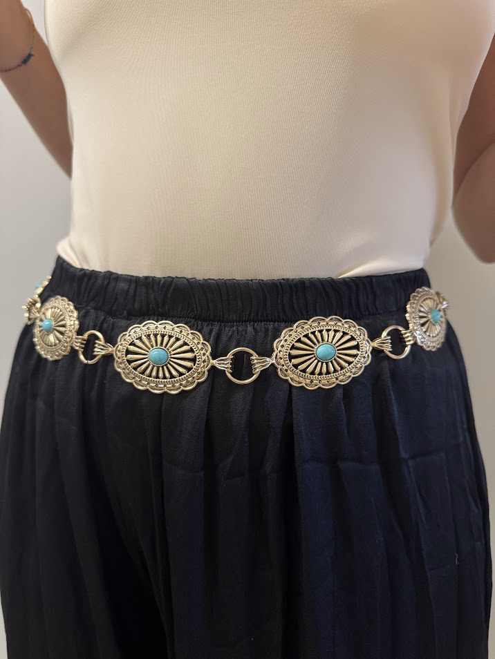 Cinturón piedra turquesa dorado