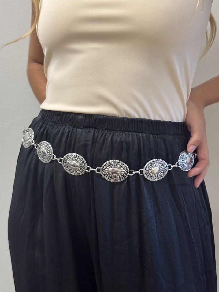 Cinturón margarita plateado