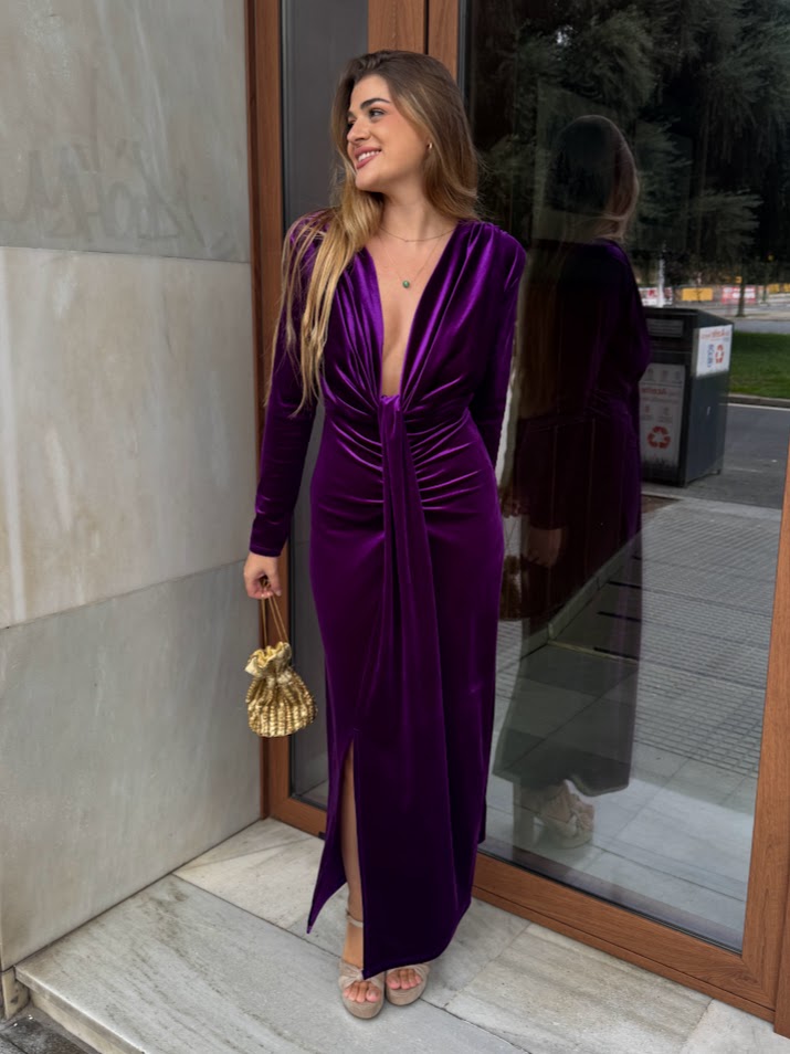 Vestido Kava terciopelo morado