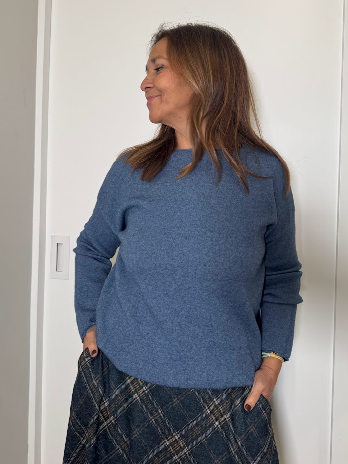 Jersey cuello caja azul