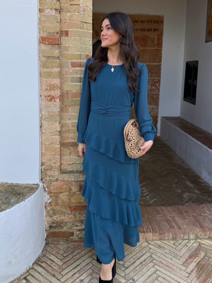 Vestido Iria azul petróleo