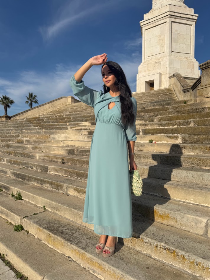 Vestido Gira verde agua