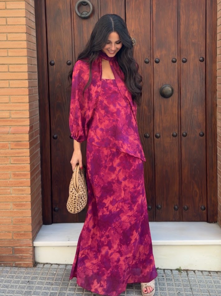 Capa mangas estampada fucsia