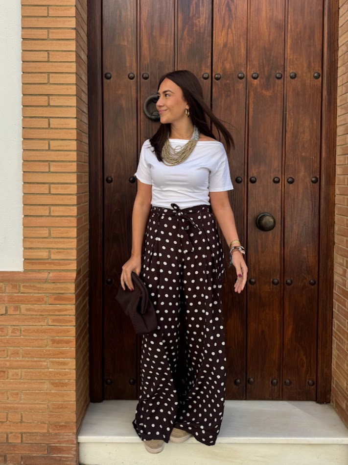 Pantalon lunares marrón