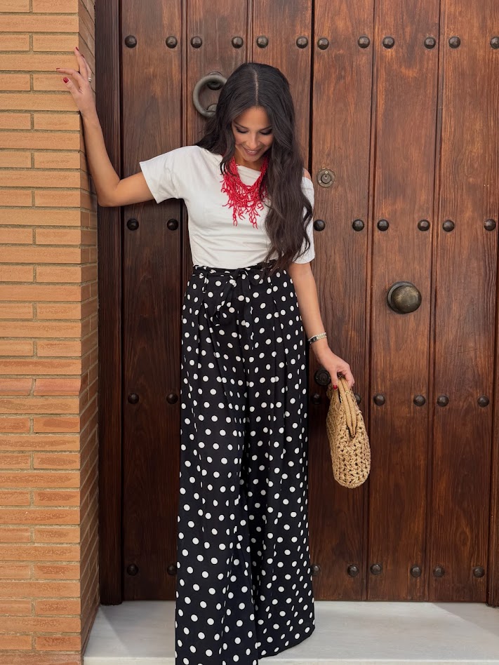 Pantalón lunares negro