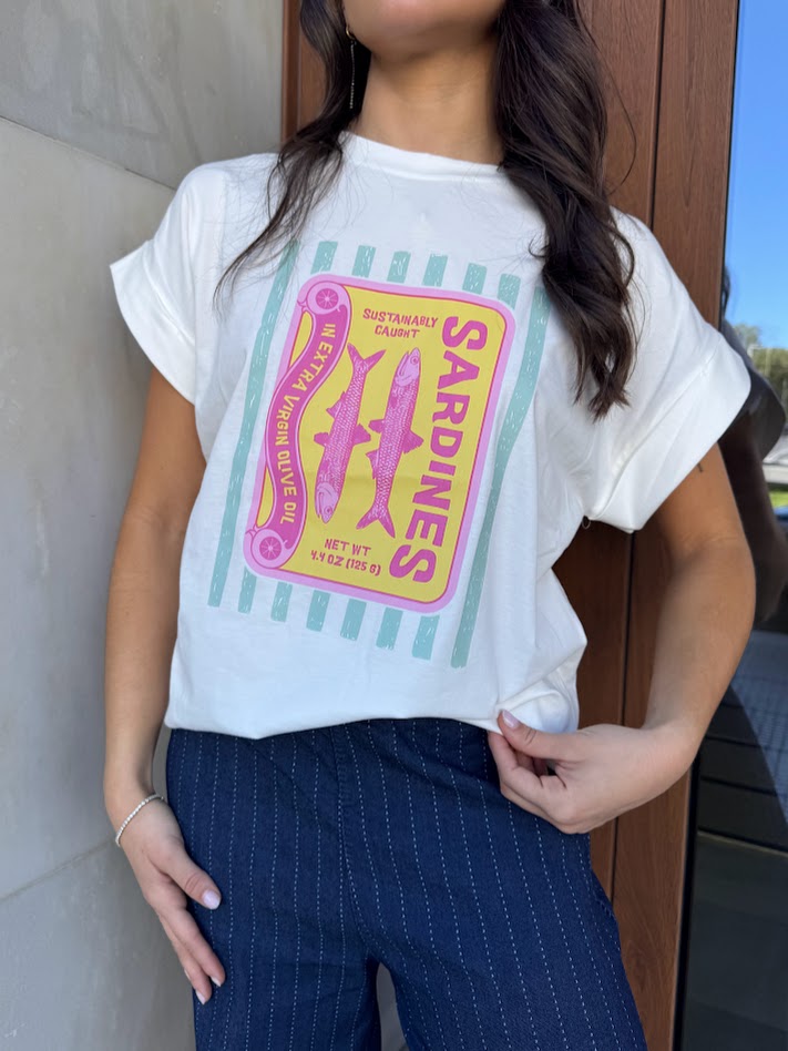 Camiseta sardinas rosa