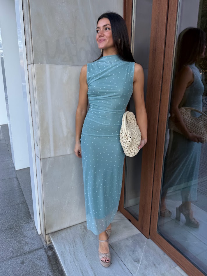 Vestido lunares azul