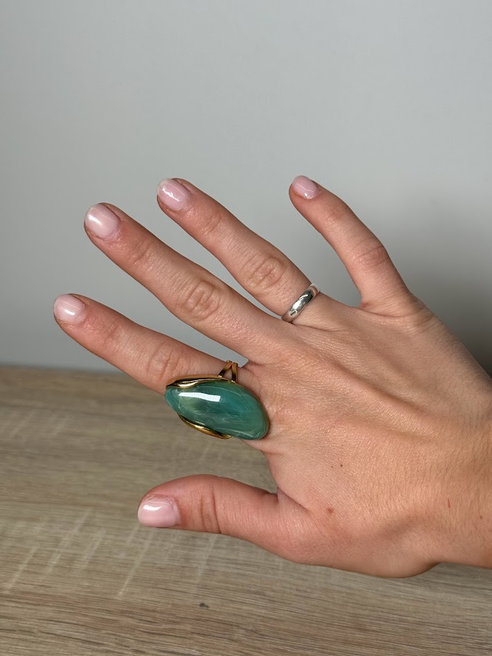 Anillo piedra verde agua