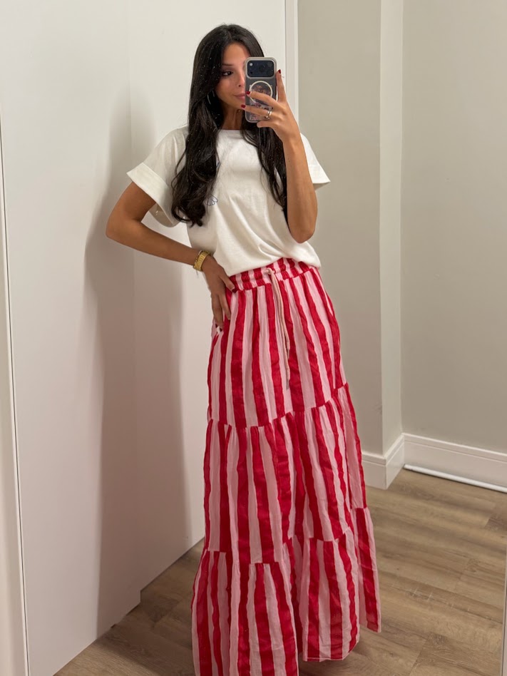 Falda Rayas roja