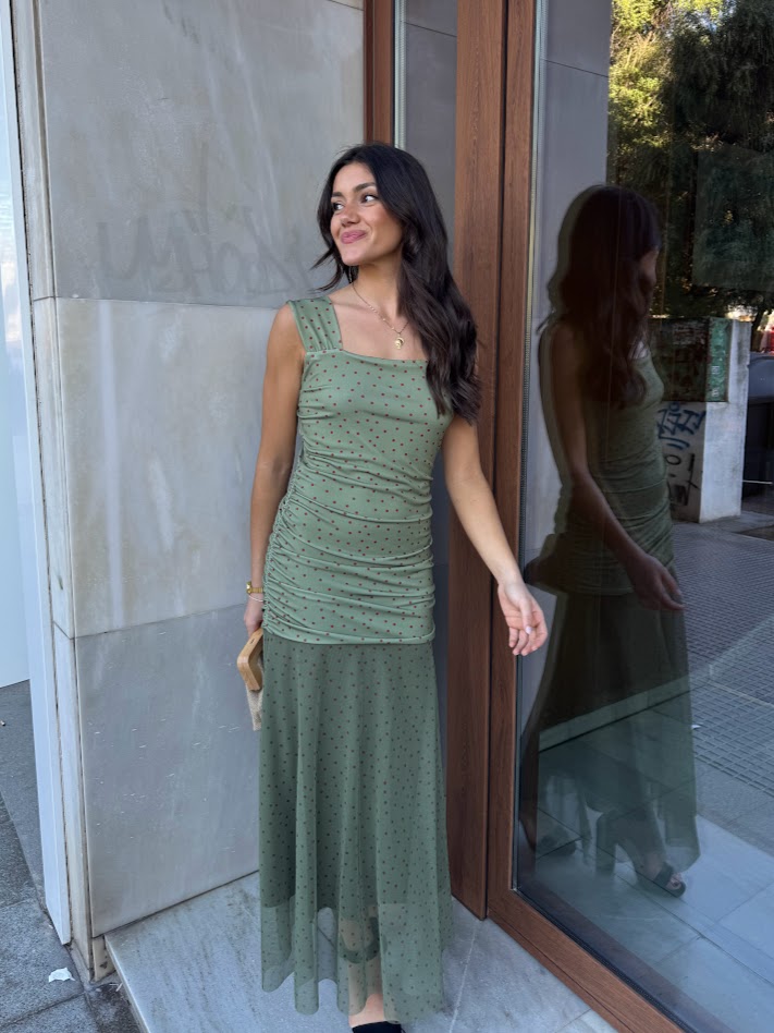 Vestido Catalina verde lunares