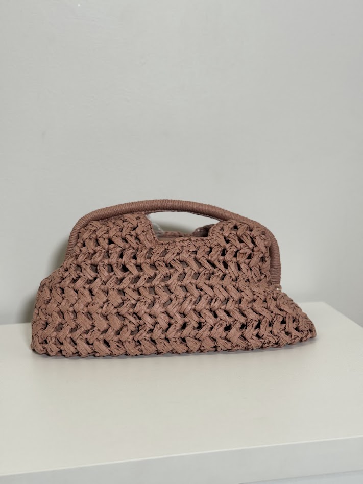 Cartera rafia rosa