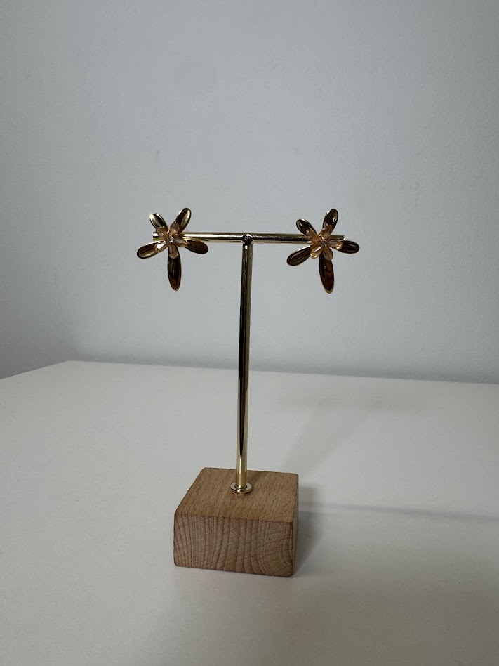 Pendientes flor beige pequeña