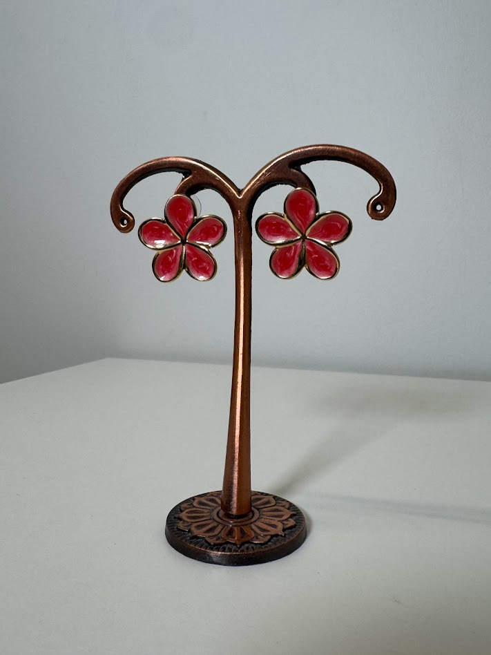 Pendientes flor hawaii roja