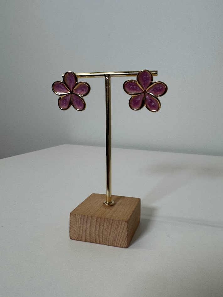 Pendientes flor hawaii morada
