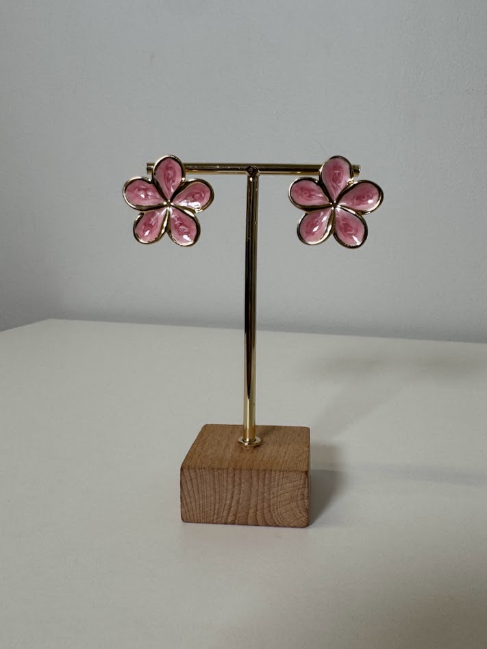 Pendientes flor hawaii rosa