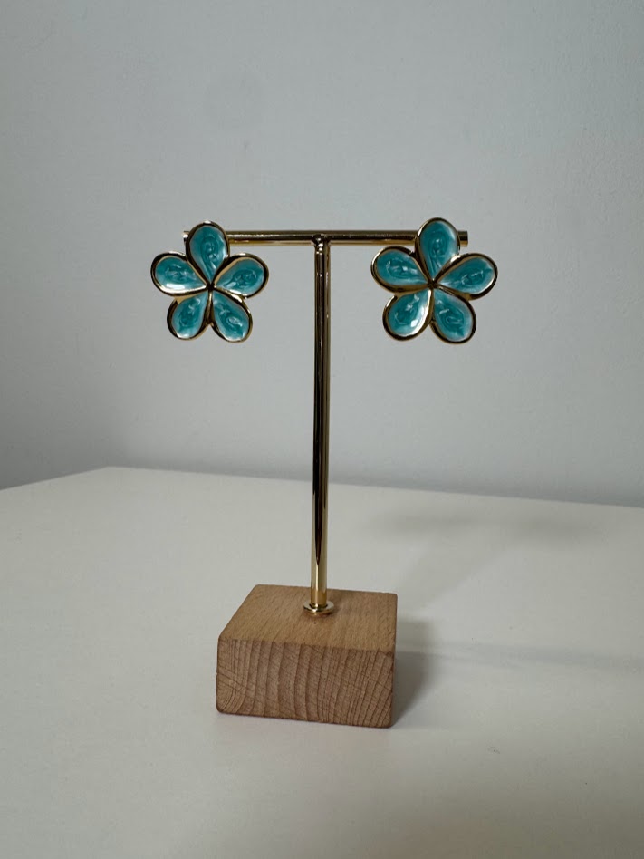 Pendiente flor hawaii turquesa