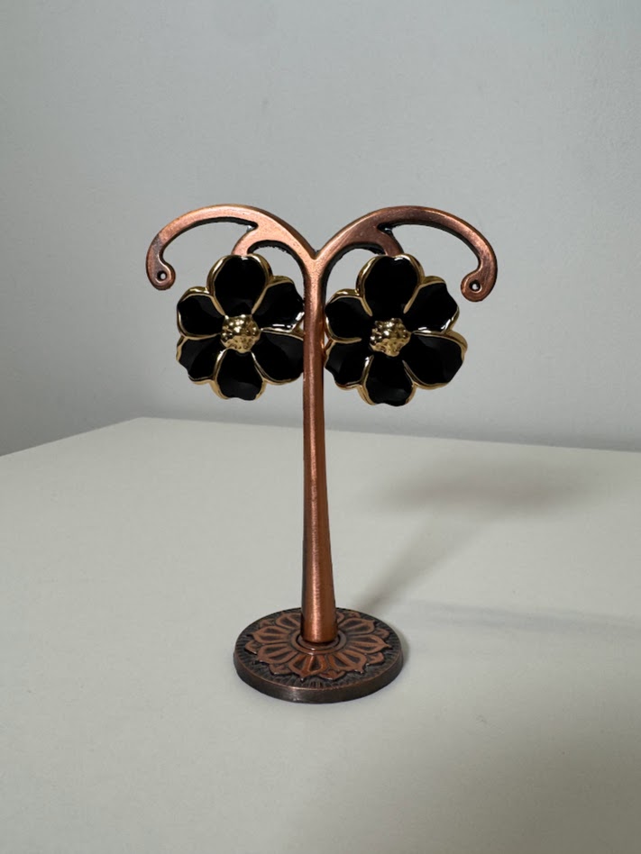 Pendientes Flor medianos negros