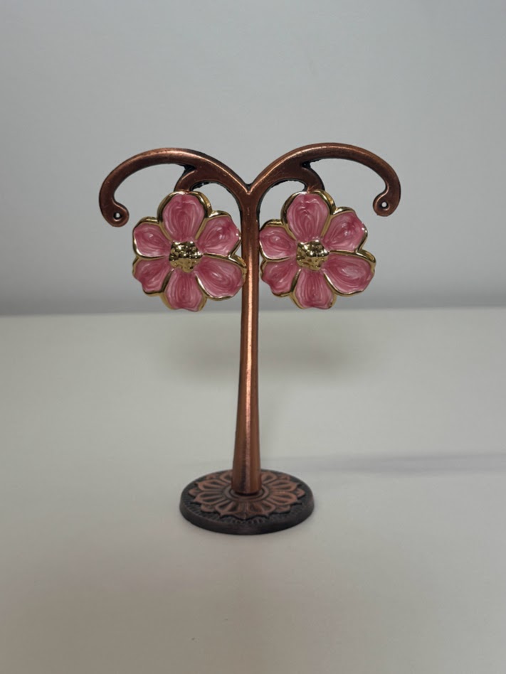 Pendientes Flor medianos rosa