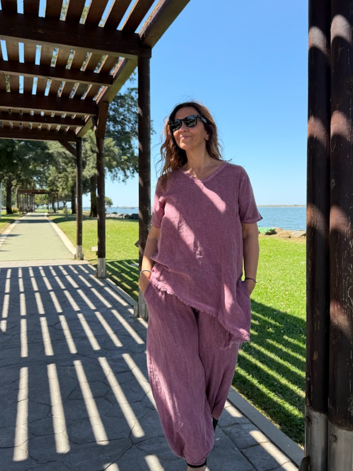 Conjunto lino Menorca Malva