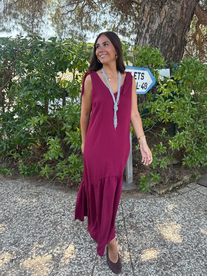Vestido lazada burdeos