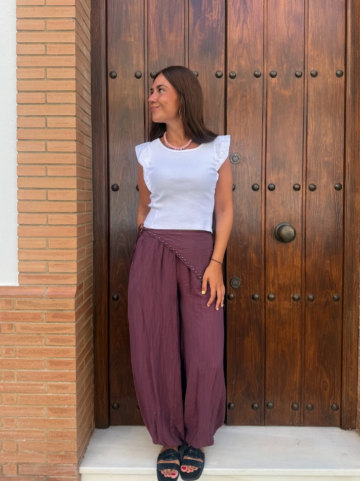 Pantalón Cira burdeos