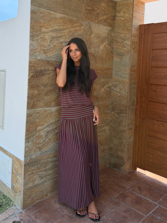 Camiseta rayas Mada morada