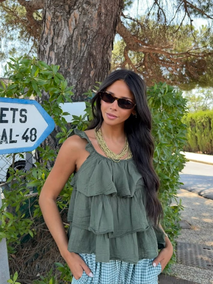 Blusa volantes verde