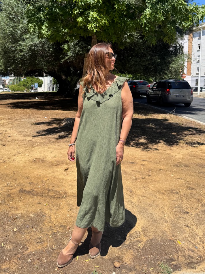 Vestido volante verde