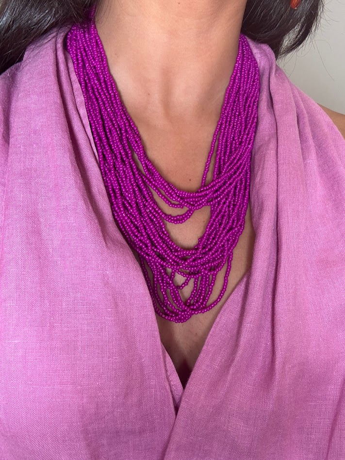 Collar cuentas fucsia