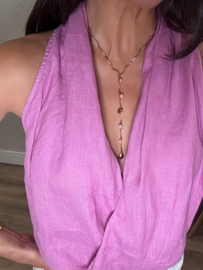 Collar lagrima bolas rosas