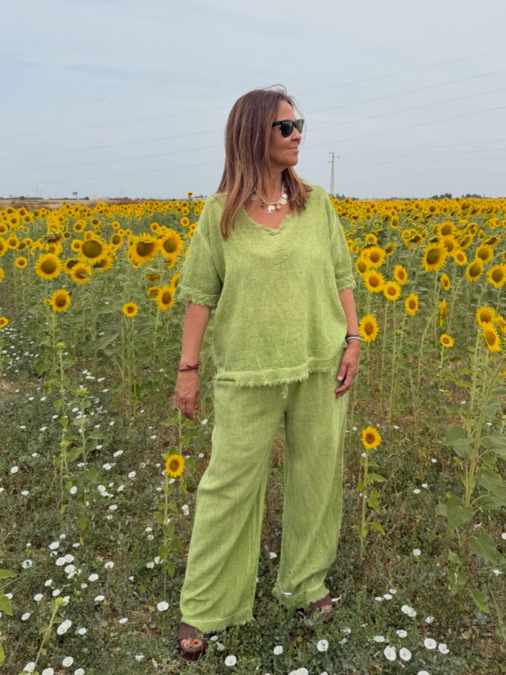Pantalón conjunto flecos lima