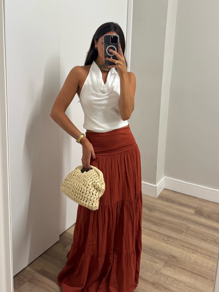 Top halter lino blanco