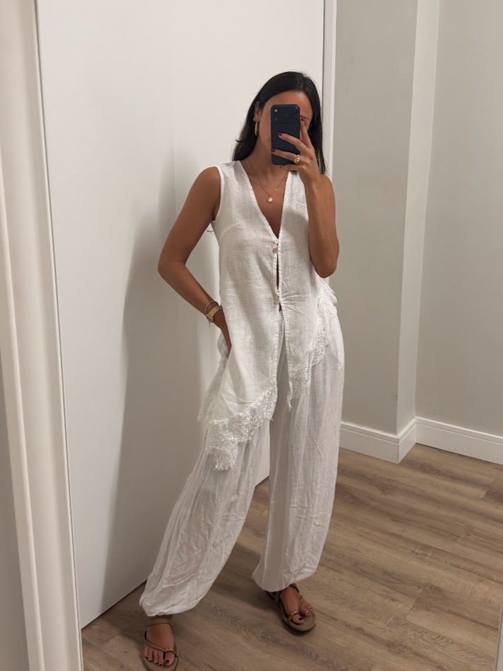 Pantalón bombacho blanco
