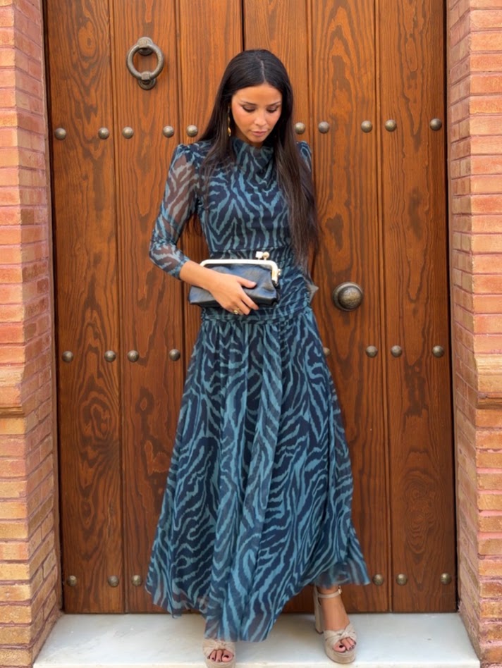 Vestido Godet azul