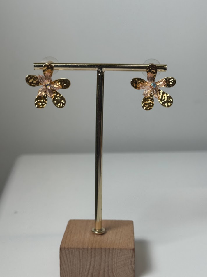 Pendientes margarita rosa bebe