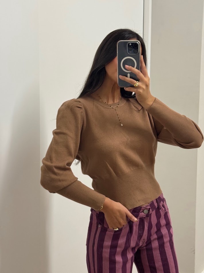 Jersey manga abullonada camel