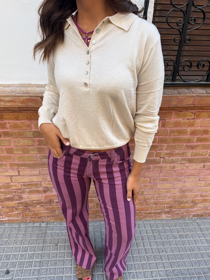Polera mangas beige