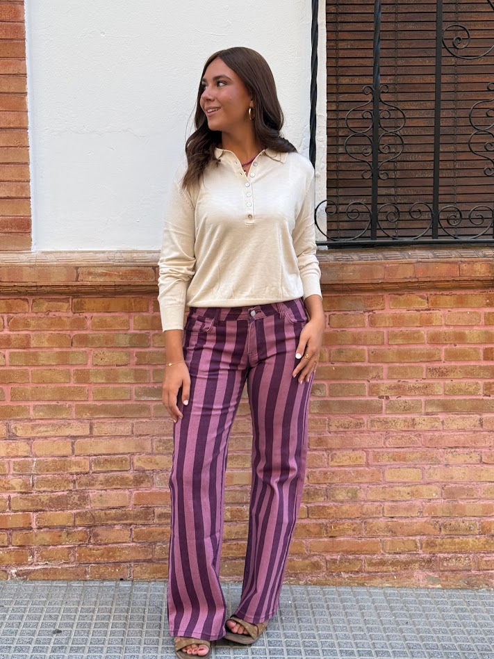 Jeans bicolor morado
