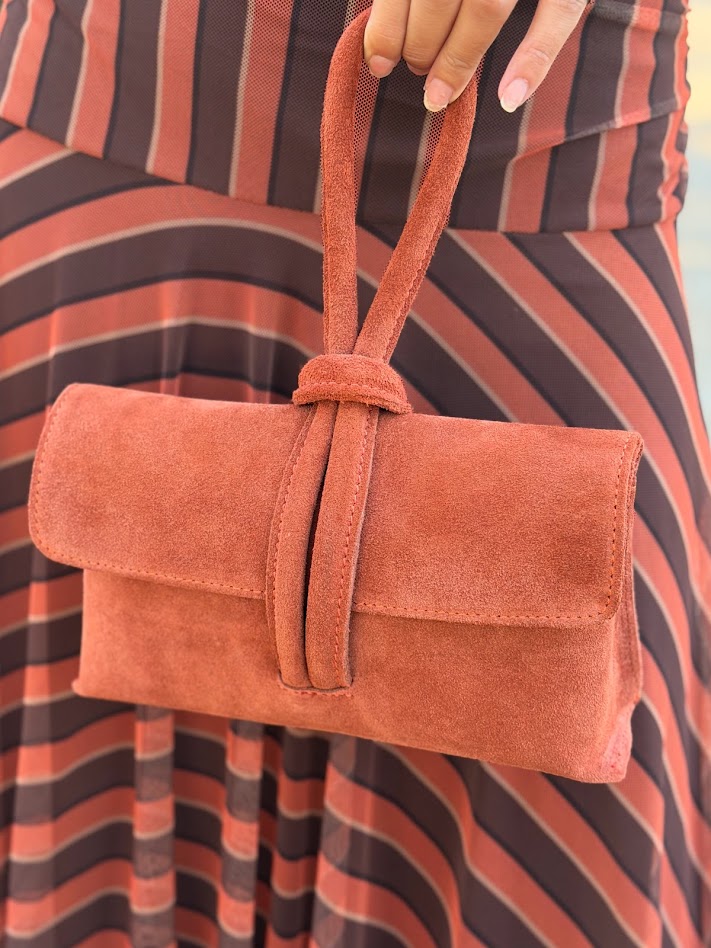 Bolso de piel teja