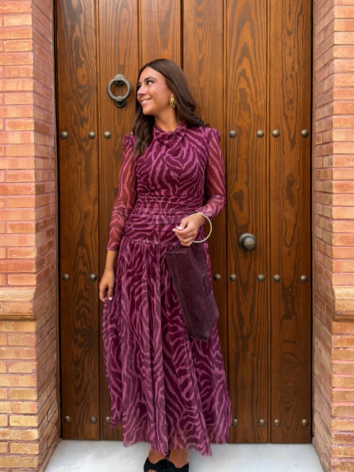 Vestido Godet burdeos