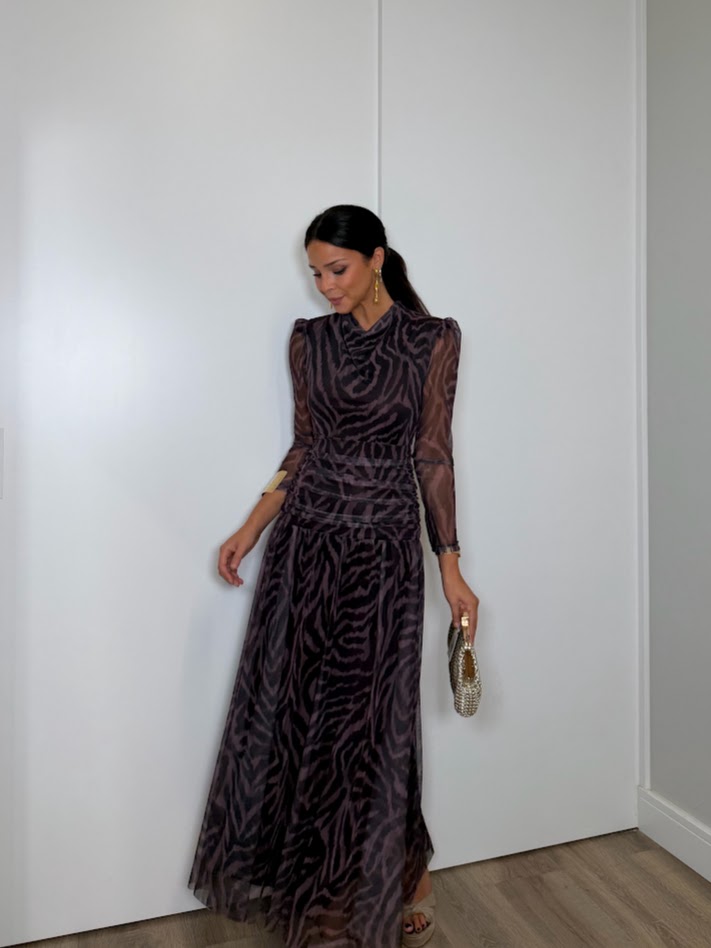 Vestido Godet malva