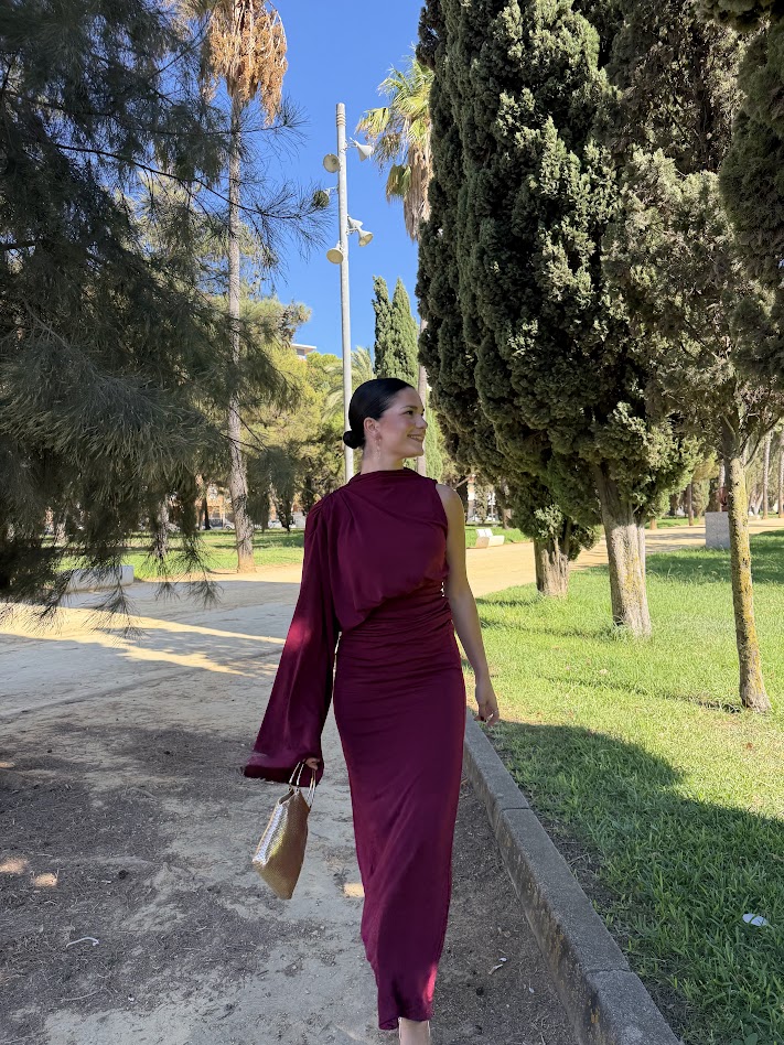 Vestido Ámbar burdeos