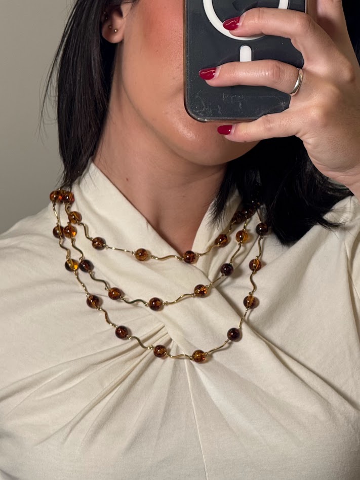 Collar bolas pequeñas marrón