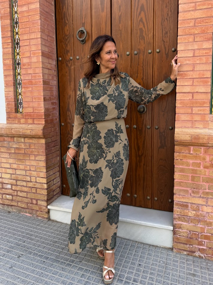 Vestido flores verde