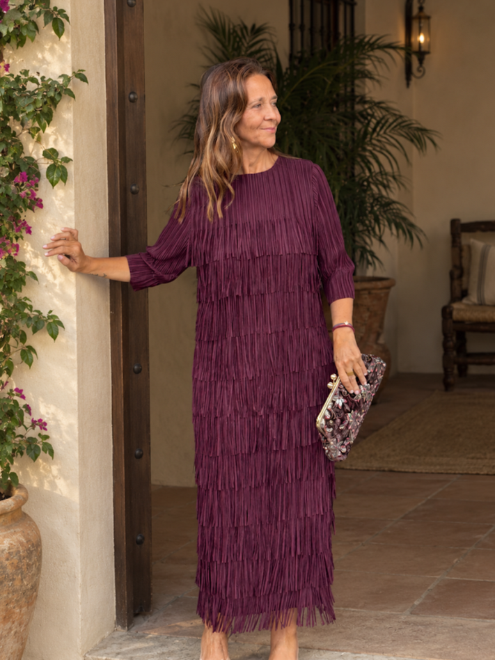 Vestido Flecos buganvilla